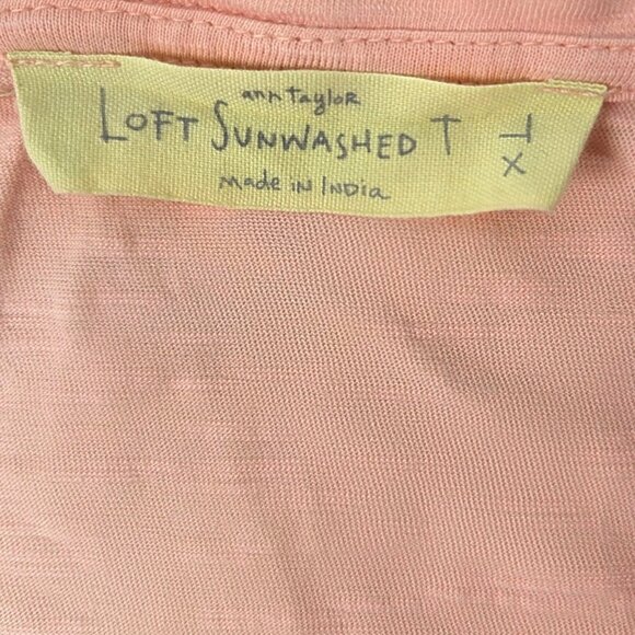 Ann Taylor Loft Sunwashed T-Shirt X-L Peach Cotton Short Sleeves - Picture 5 of 6